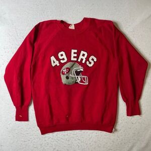 Logo 7 San Francisco 49ers Sweatshirt Mens Large Red Vintage NFL Graphic Raglan